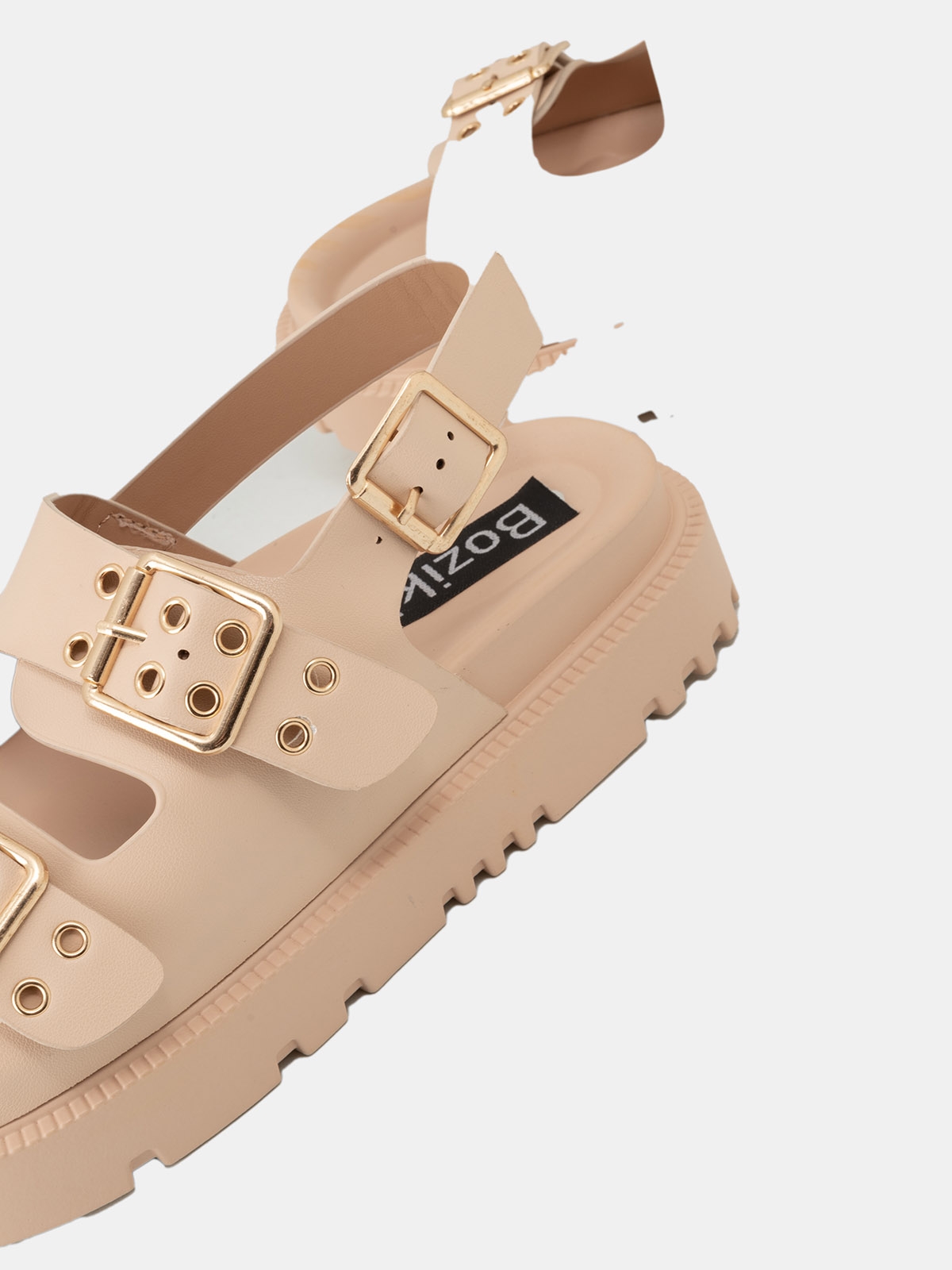 Σανδάλια flatforms με δύο φάσες & αγκράφες