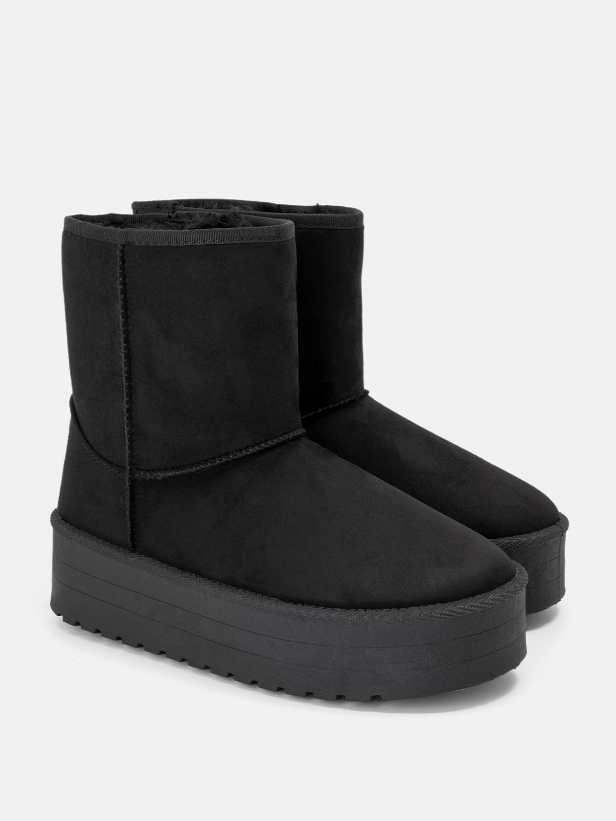 Suede δίπατα μποτάκια με γούνα