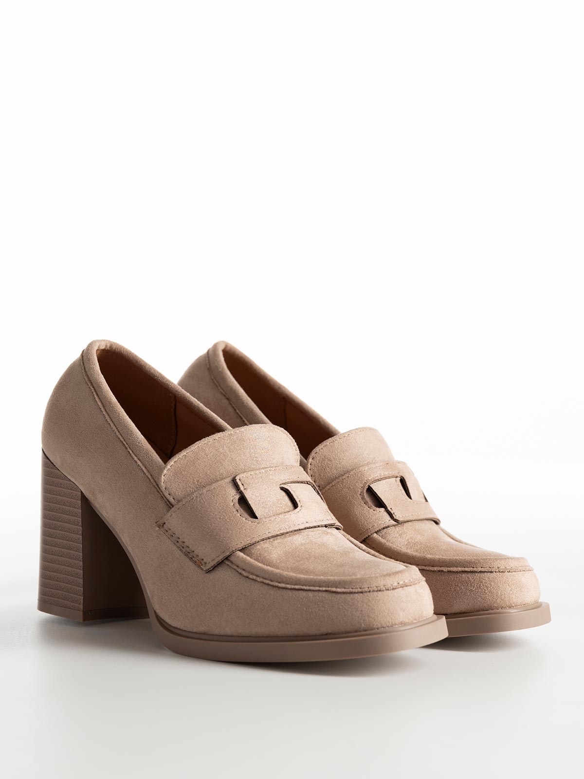 Loafers σουέτ με χοντρό τακούνι