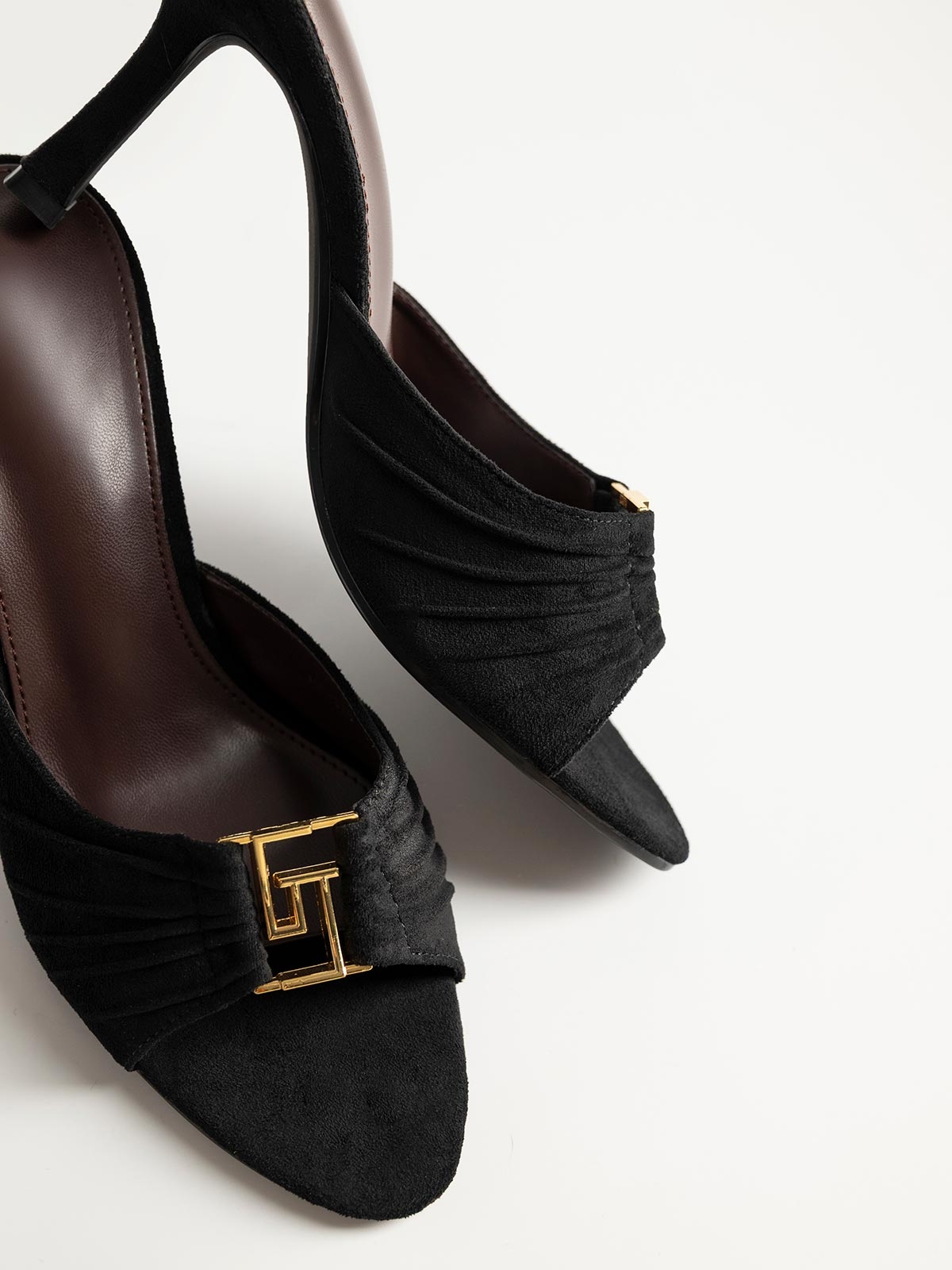 Suede mules με λεπτό τακούνι