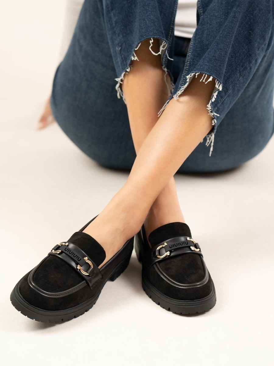 Loafers suede με τρακτερωτή σόλα & αγκράφα