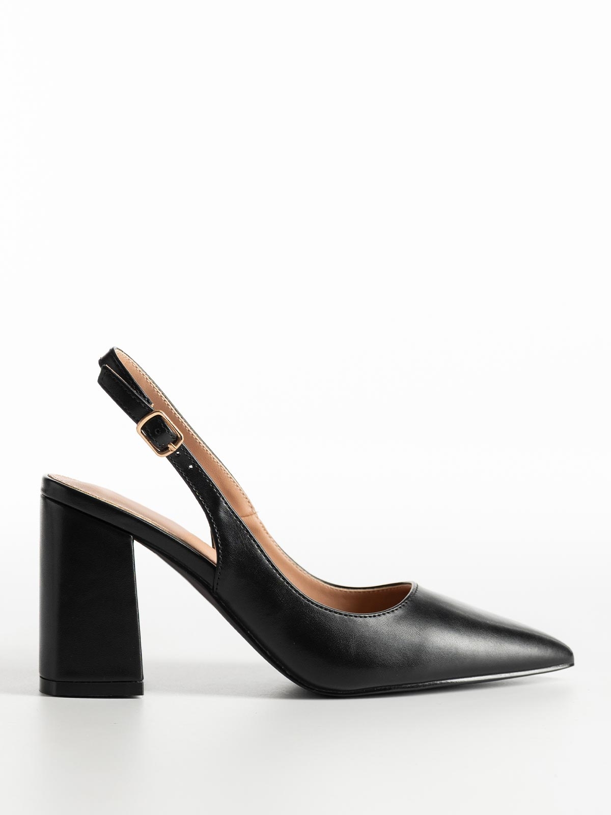 Openheel γόβες μυτερές με χοντρό τακούνι
