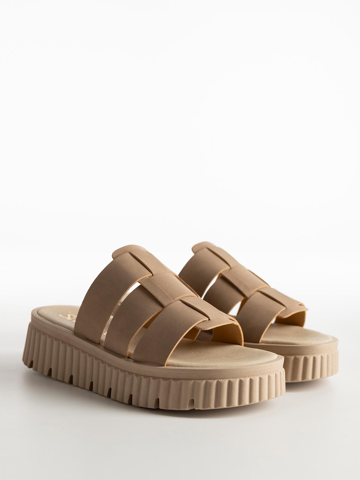 Flatforms BOZIKIS x Si Bolleti με δερμάτινο πάτο & πλεκτές φάσες