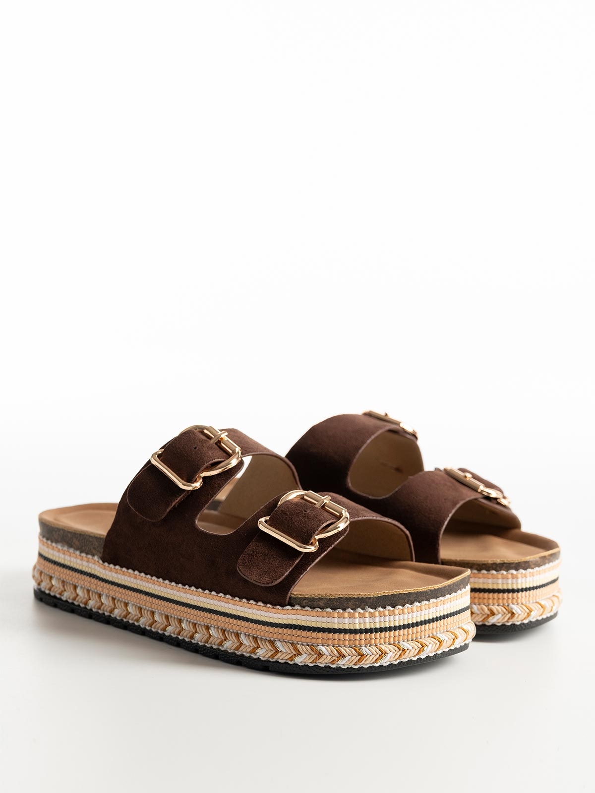 Suede flatforms με ρυθμιζόμενες φάσες