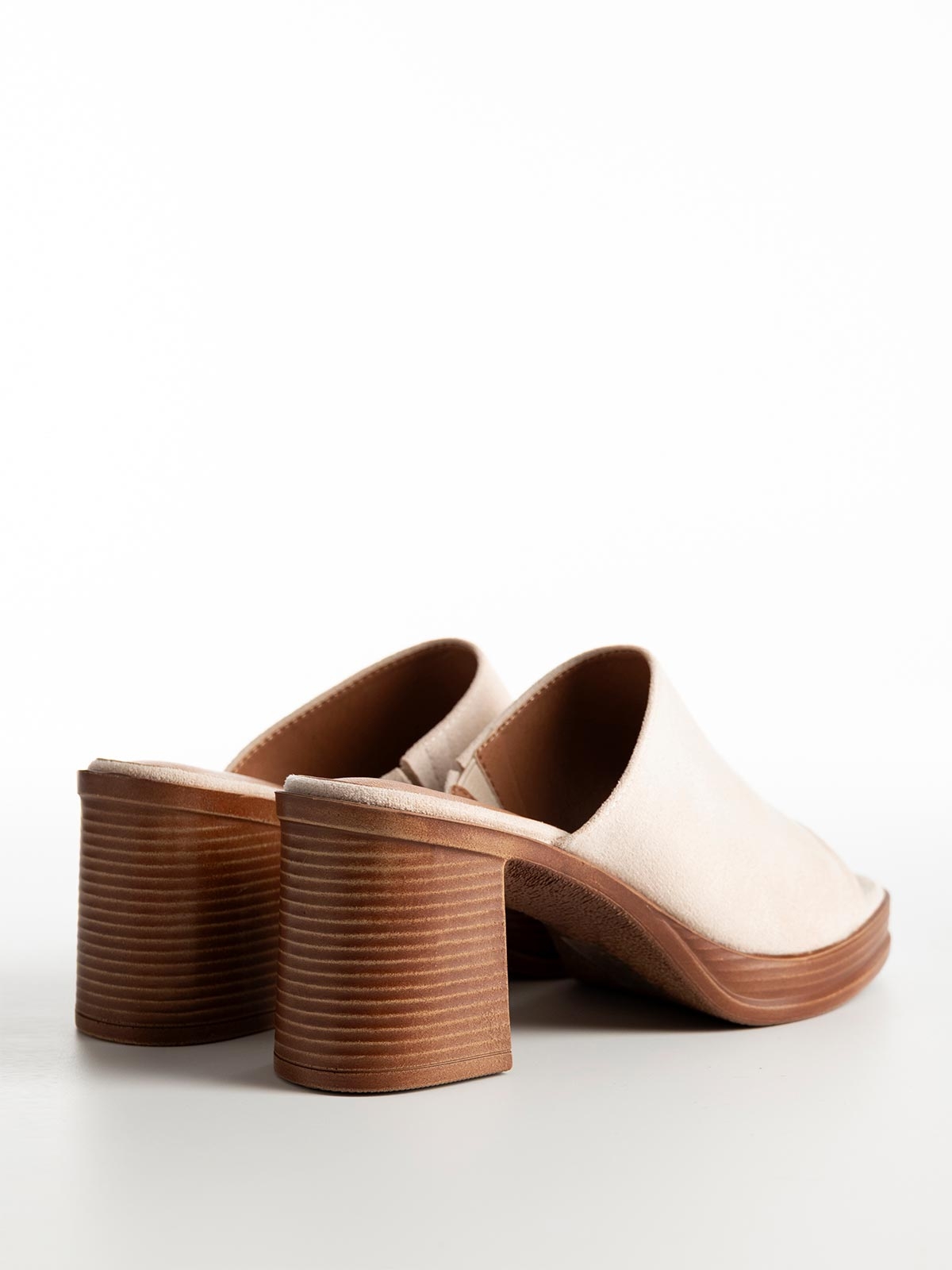 Mules suede με φιάπα & χοντρό τακούνι