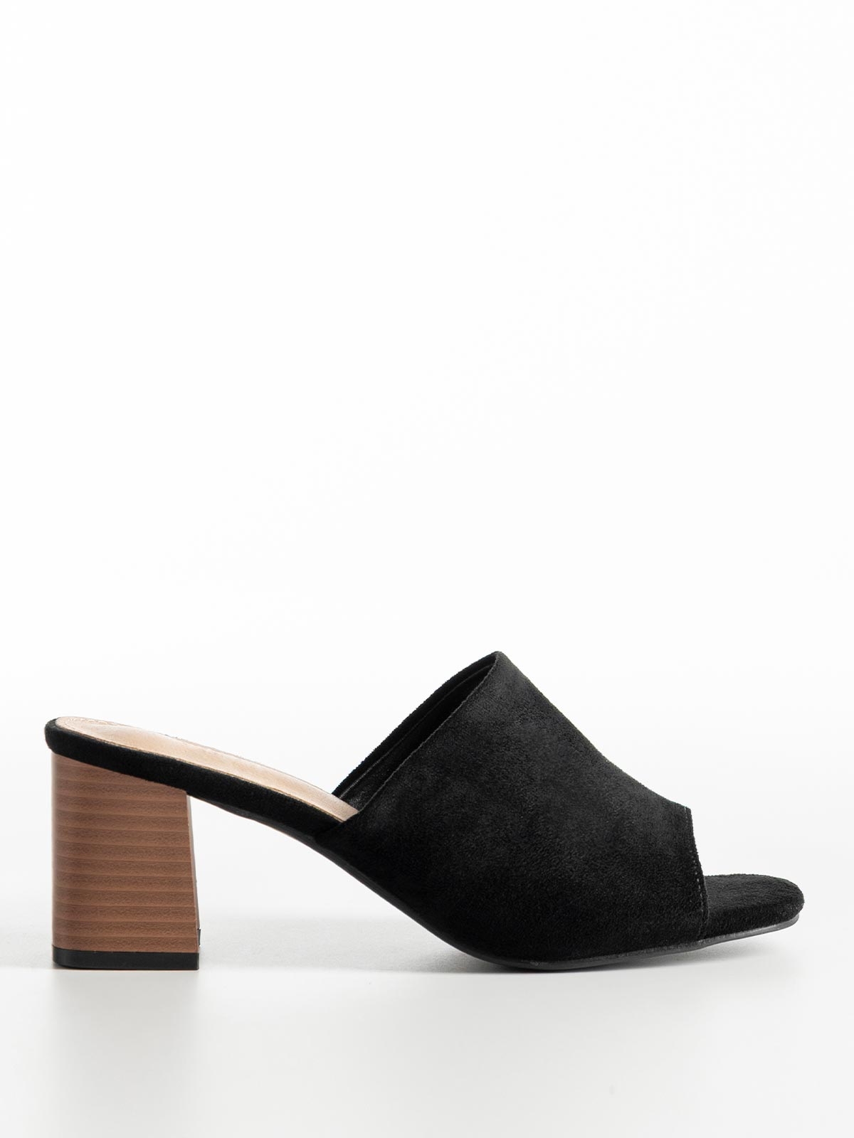 Mules με suede φάσα & χοντρό τακούνι