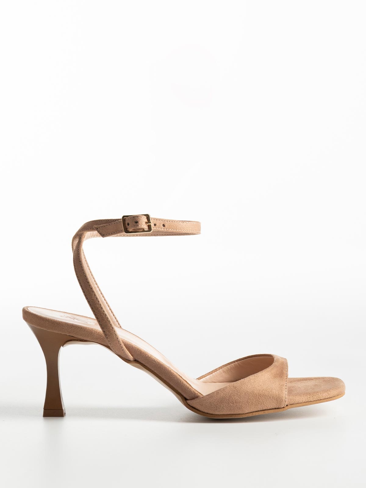 Πέδιλα Gin suede με μπαρέτα & λεπτό τακούνι