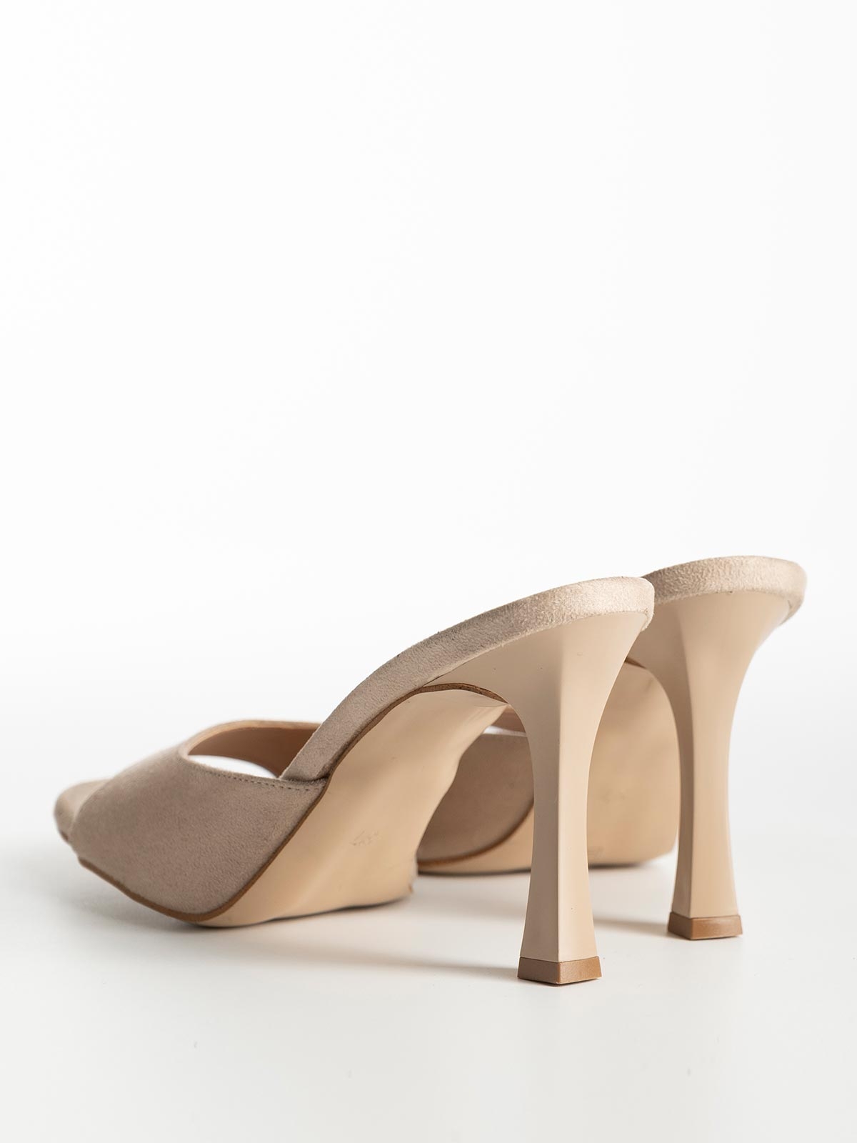 Mules Gin suede με λεπτό τακούνι