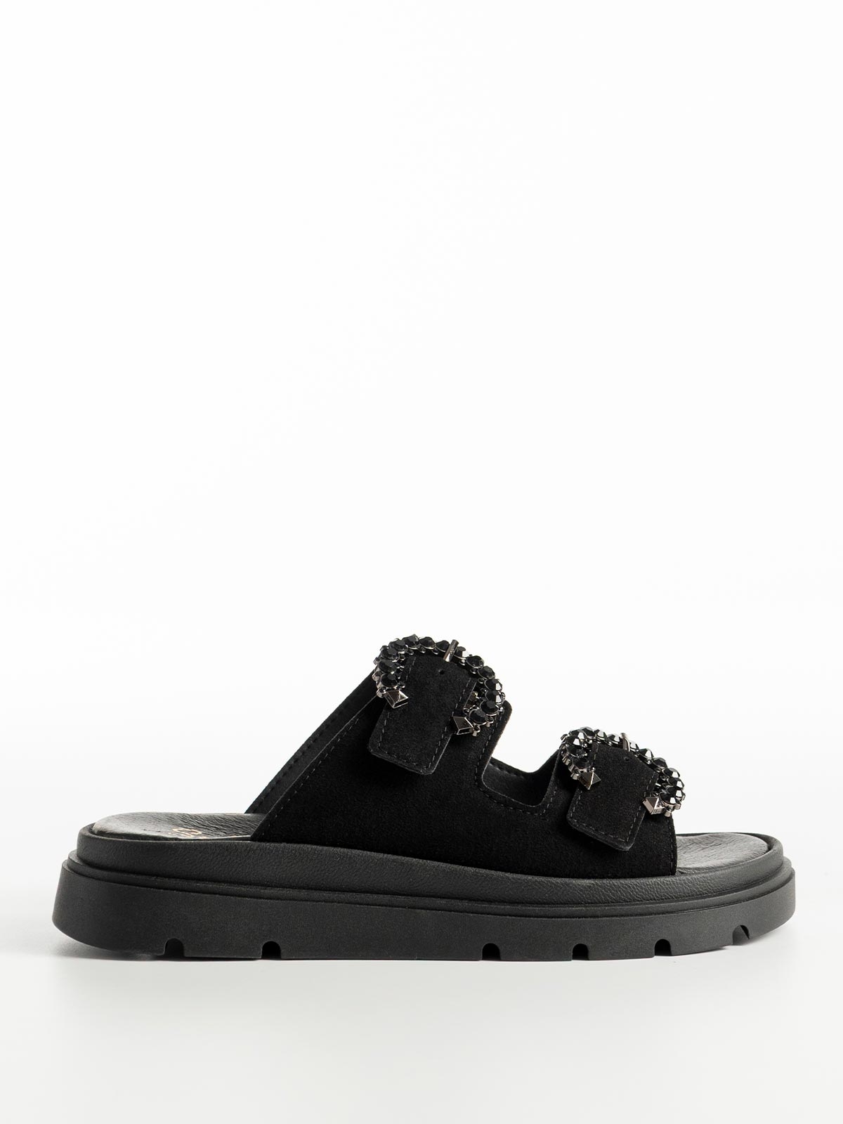 Flatforms BOZIKIS x Si Bolleti δερμάτινα με strass αγκράφες