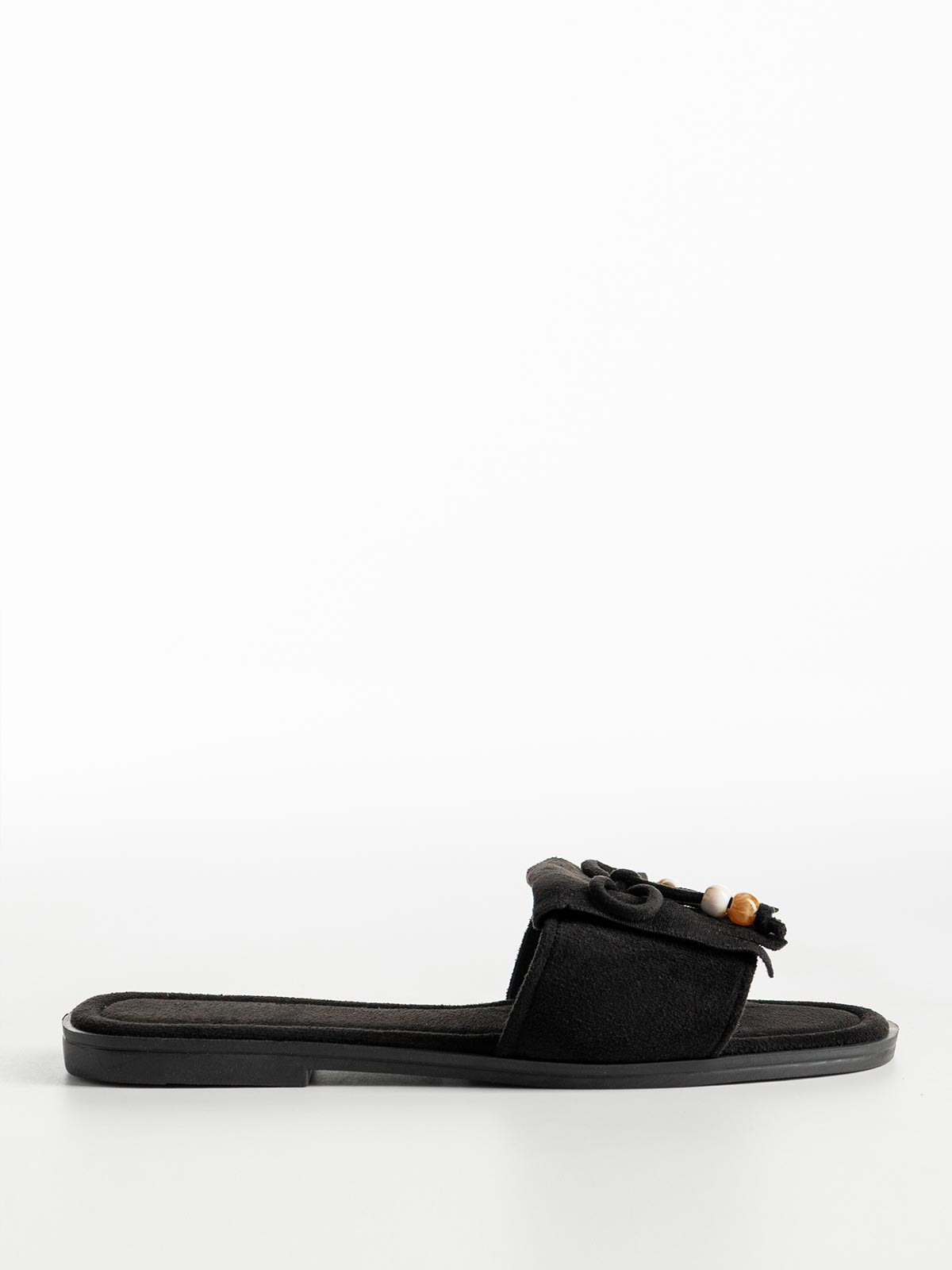 Flat σανδάλια suede με κρόσια