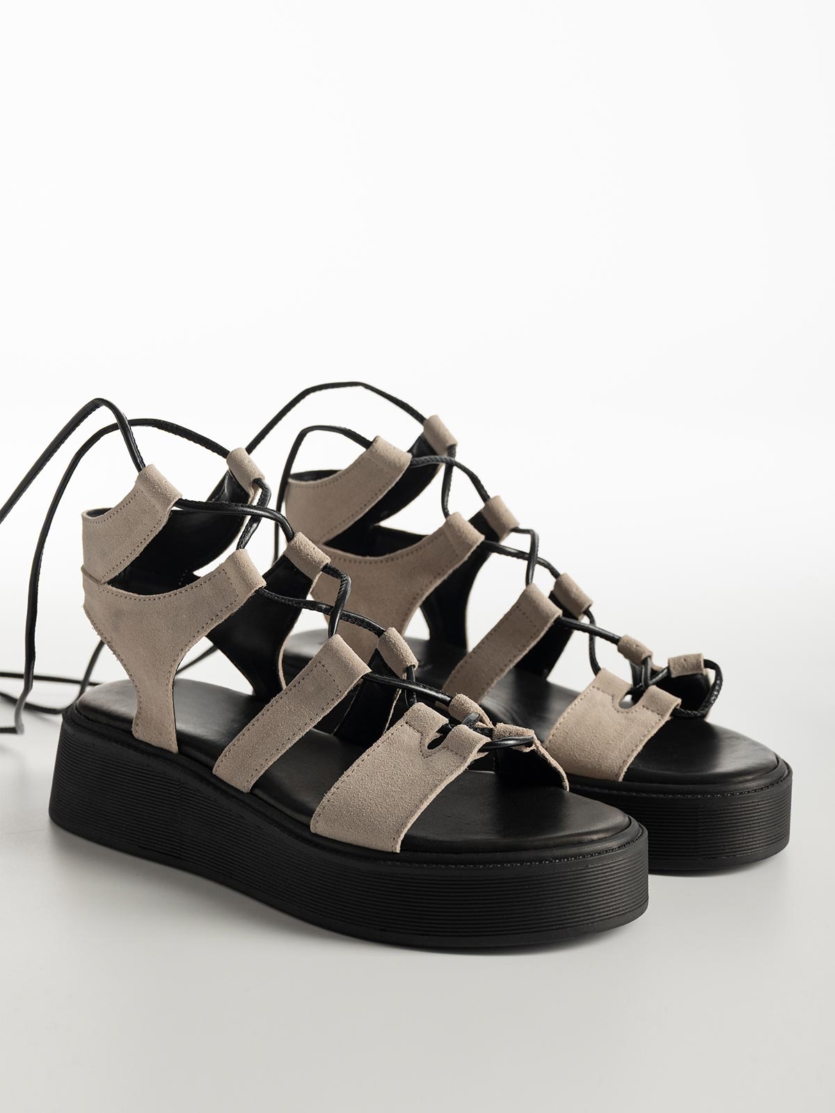 Flatforms δερμάτινα gladiator style