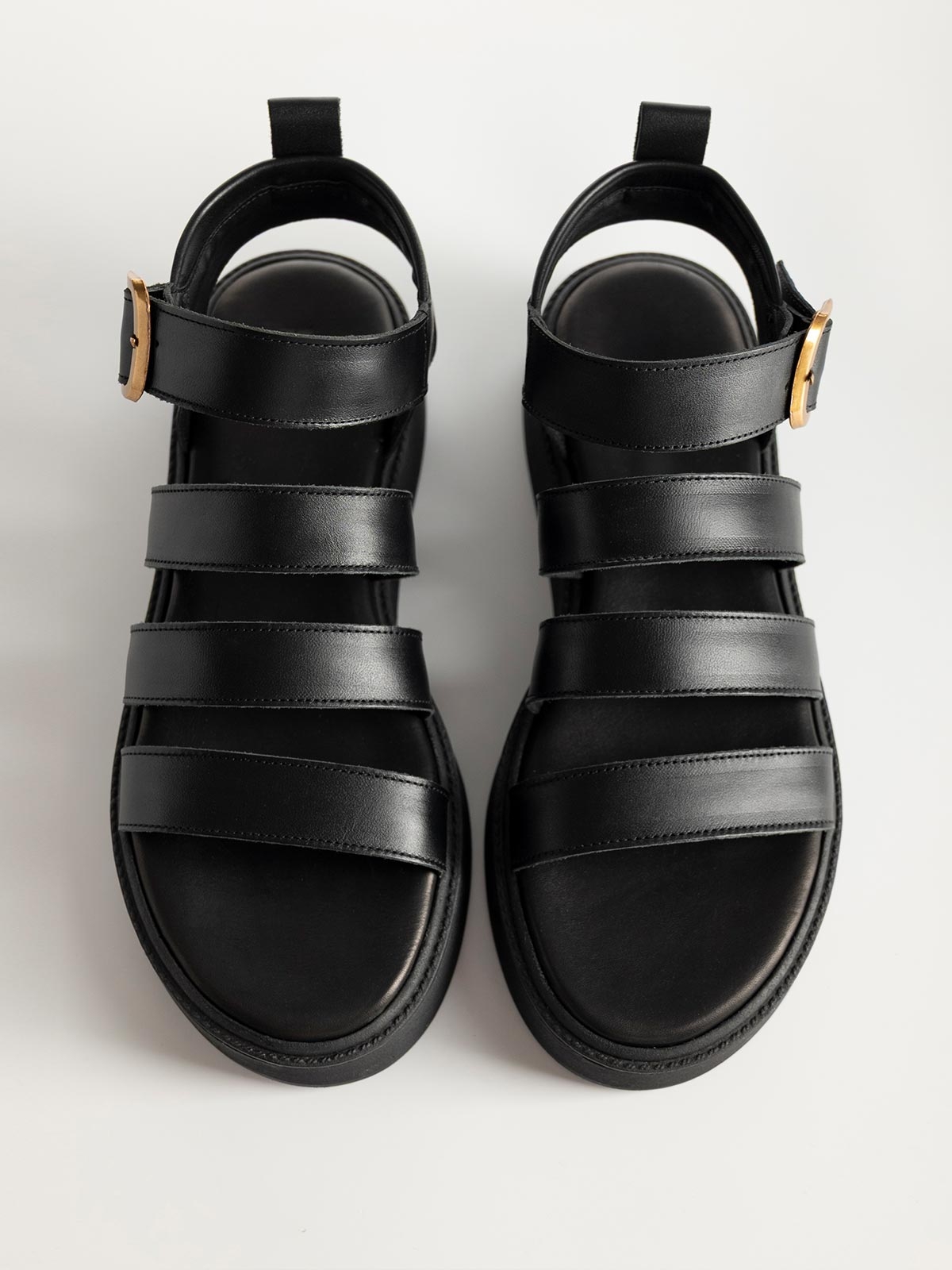 Flatforms με λουράκια & δερμάτινο πάτο
