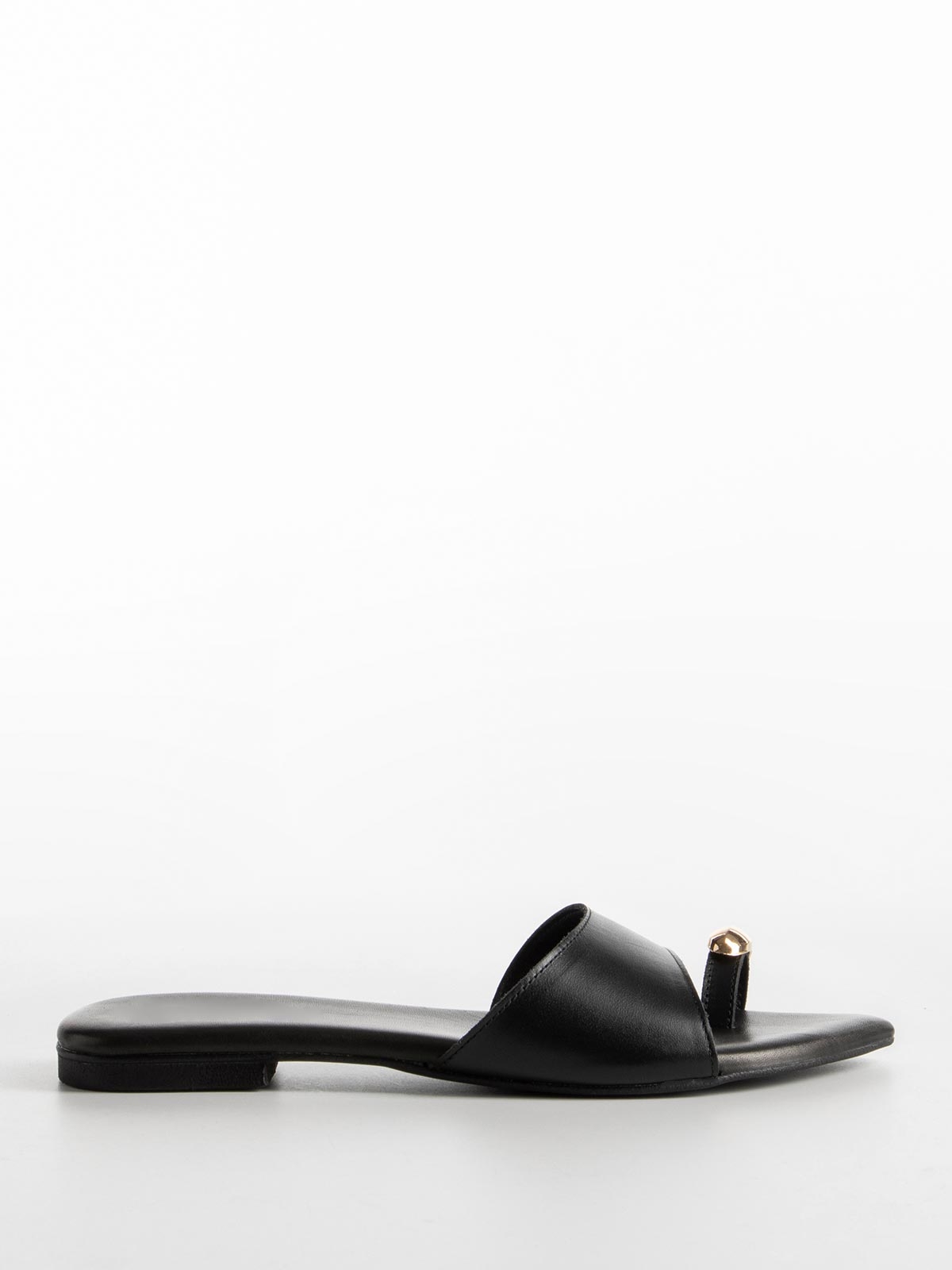 Σανδάλια δερμάτινα με φαρδιά φάσα & toe ring
