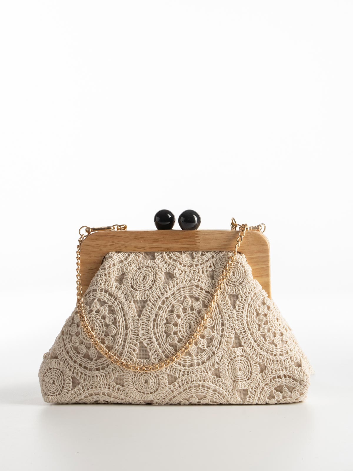 Τσαντάκι clutch με κέντημα & χιαστί αλυσίδα