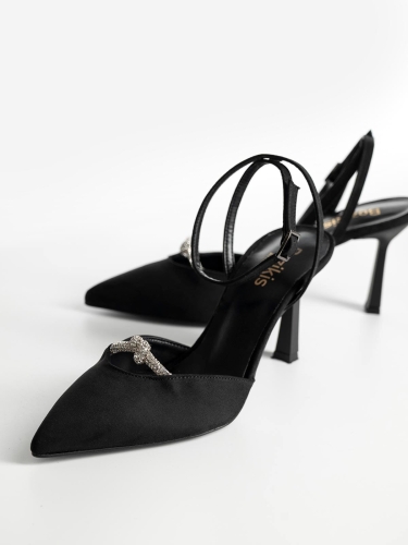 Openheel γόβες BOZIKIS suede με strass λεπτομέρεια