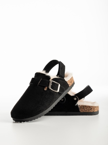 Παιδικά clogs suede με γούνα & λουράκι