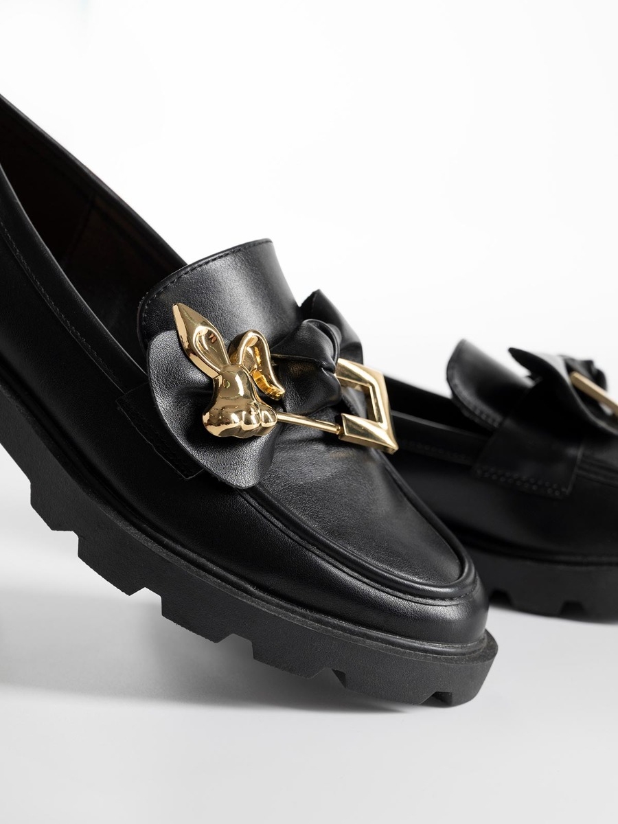 Loafers με φιόγκο & μεταλλική λεπτομέρεια
