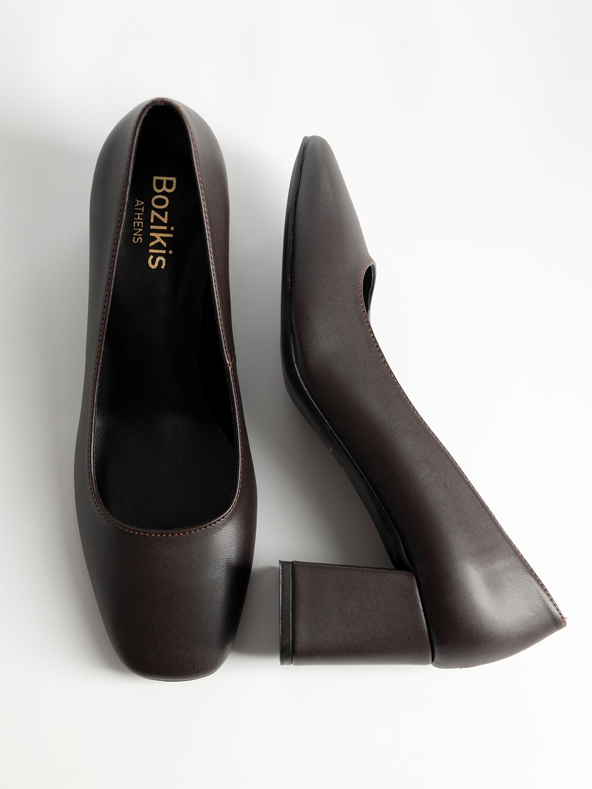 Γόβες BOZIKIS με καρέ μύτη & χοντρό τακούνι