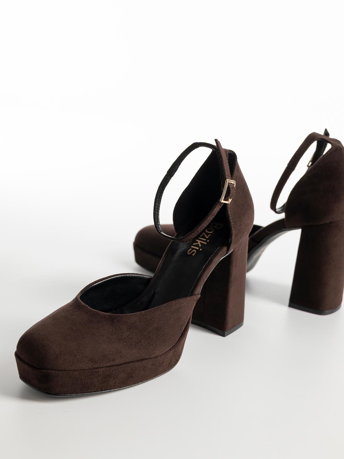 Γόβες BOZIKIS suede με φιάπα & χοντρό τακούνι