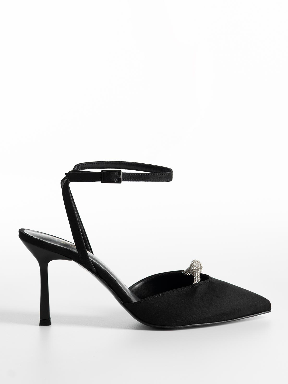 Openheel γόβες BOZIKIS suede με strass λεπτομέρεια
