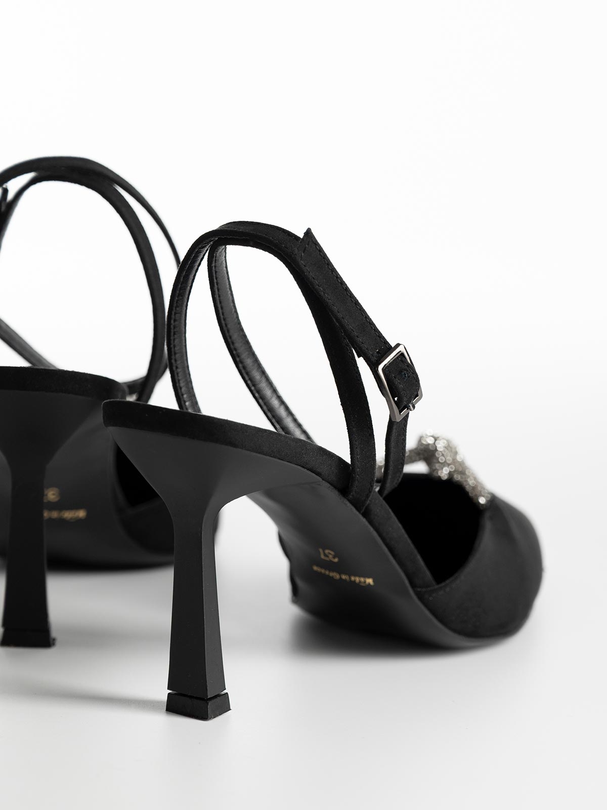 Openheel γόβες BOZIKIS suede με strass λεπτομέρεια