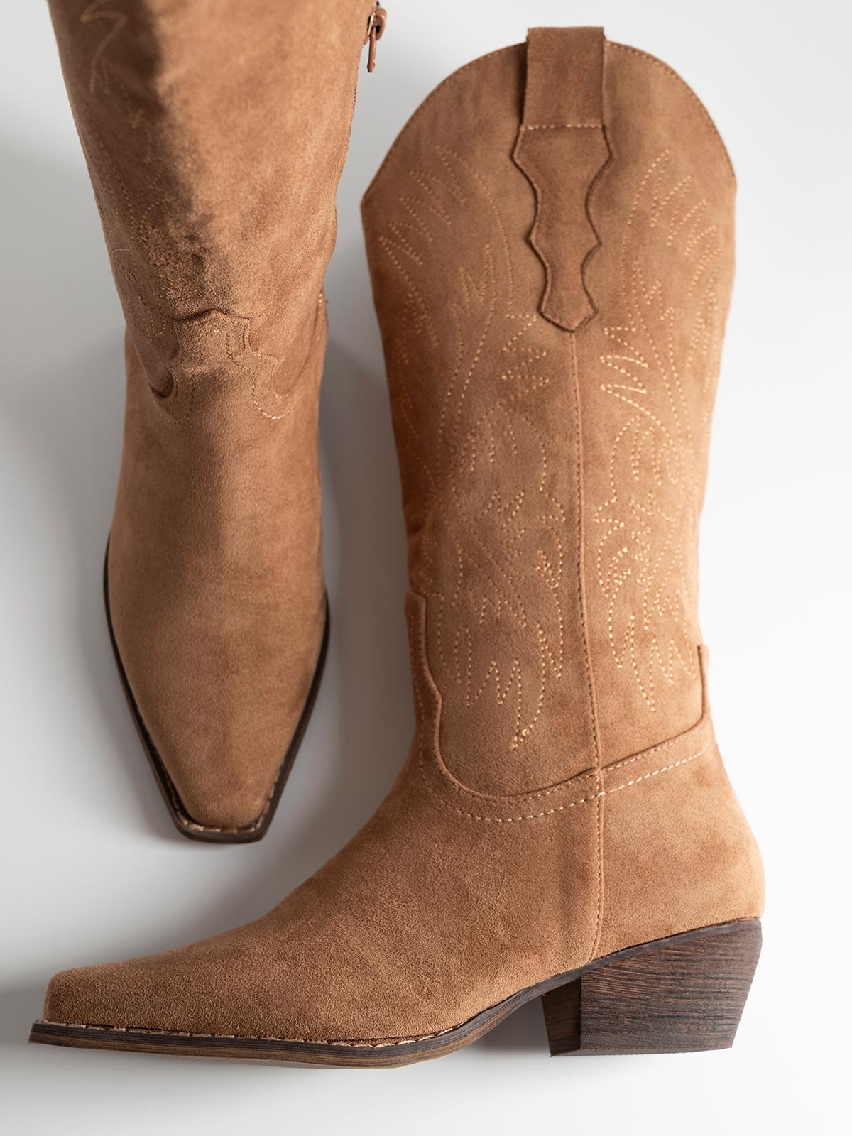 Suede cowboy μπότες με φερμουάρ
