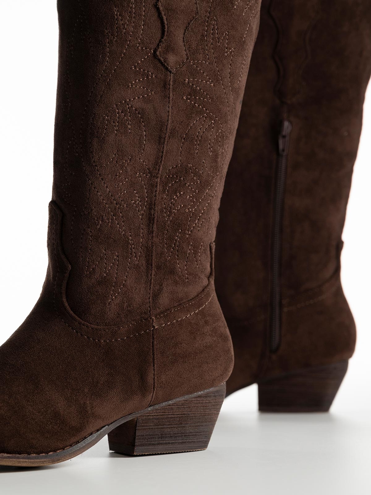 Suede cowboy μπότες με φερμουάρ