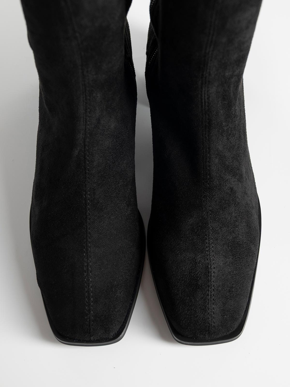 Μπότες suede κάλτσα με χοντρό τακούνι
