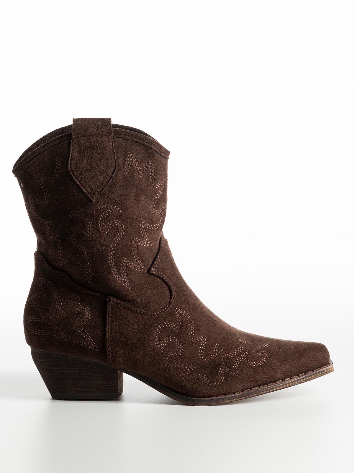 Cowboy μποτάκια suede με ραφές
