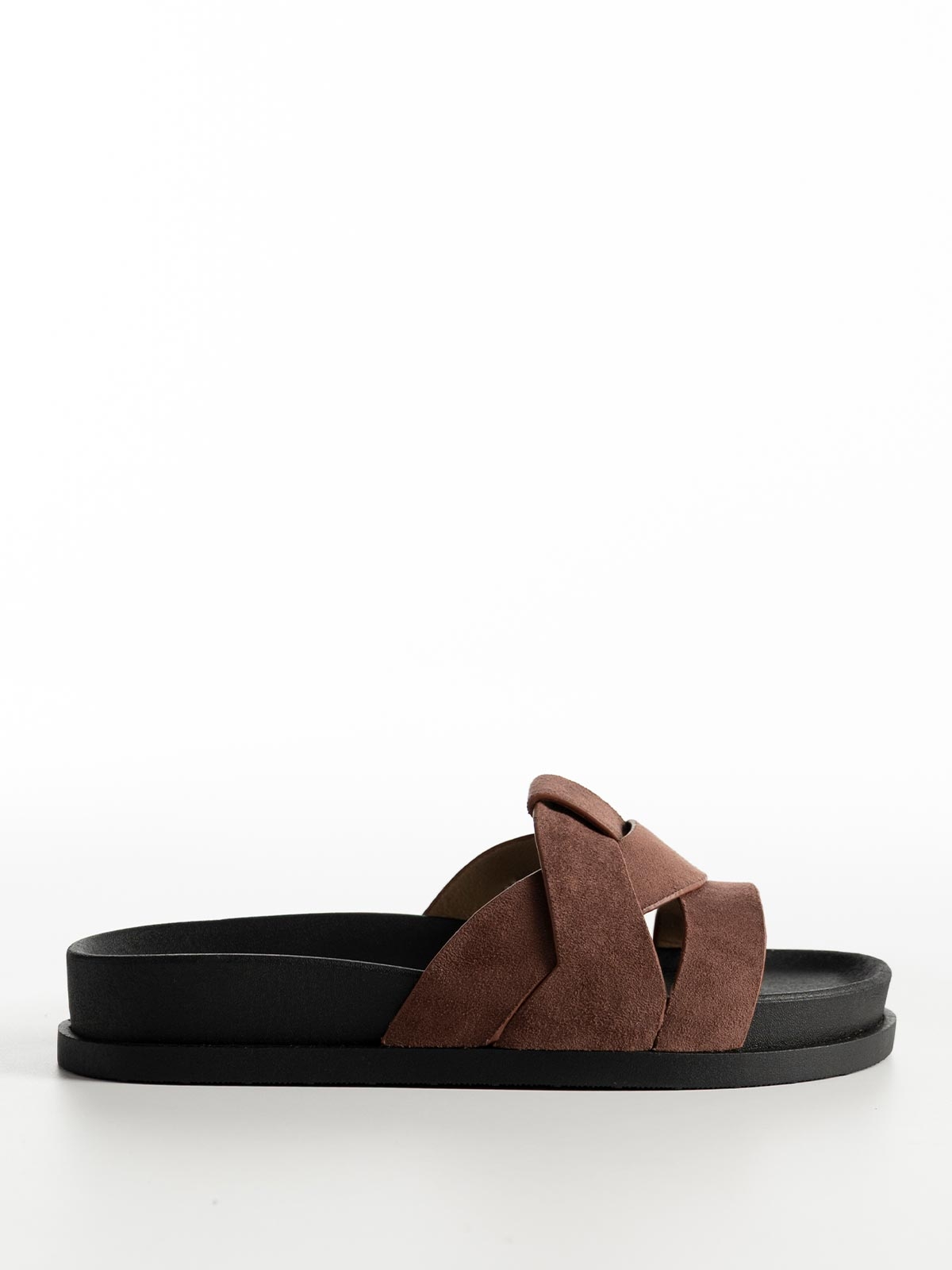 Flatforms suede με πλεκτά λουράκια