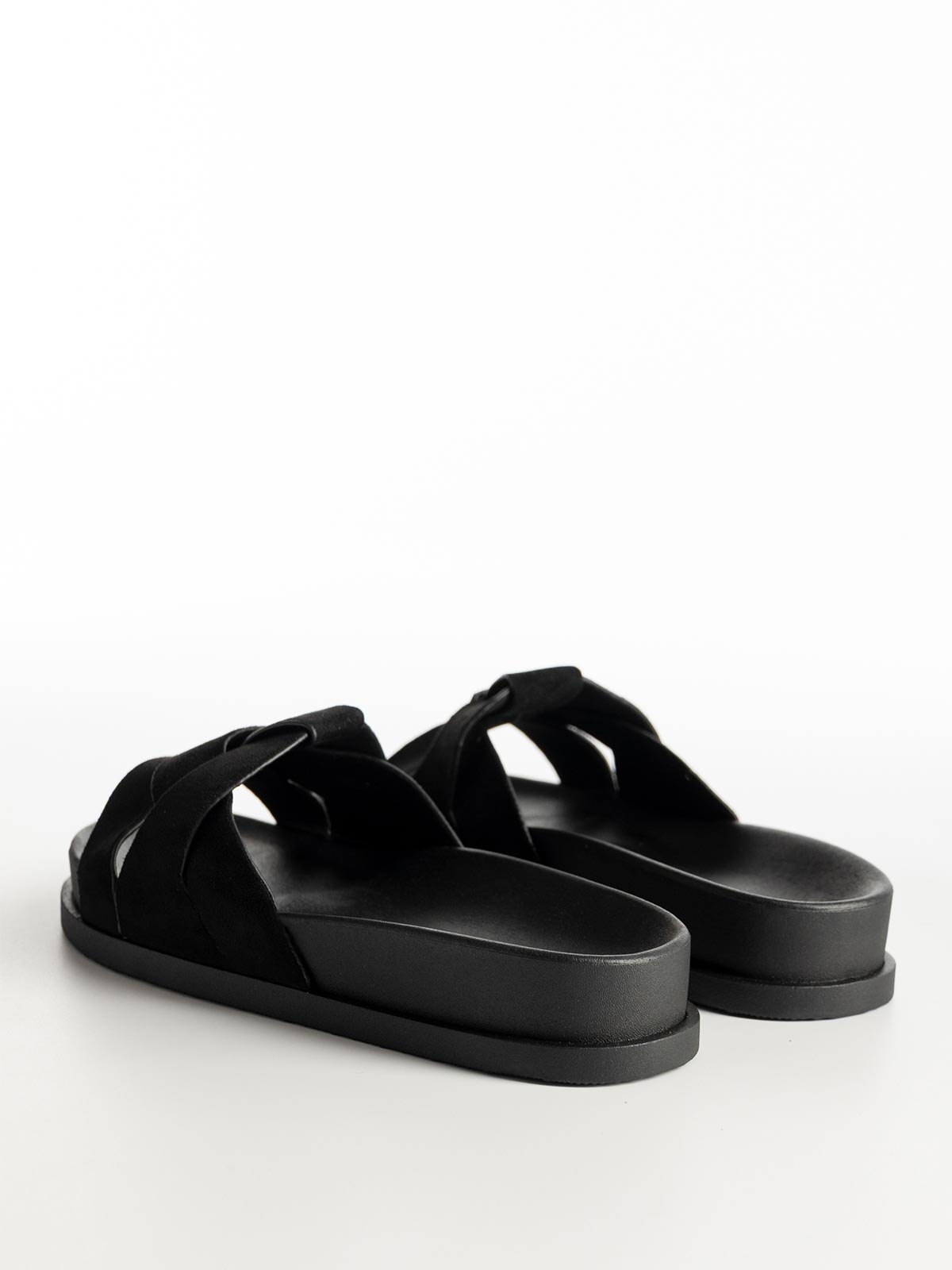 Flatforms suede με πλεκτά λουράκια