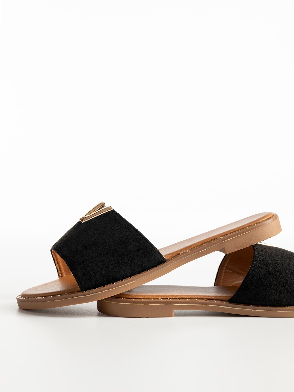 Flat σανδάλια με suede φάσα