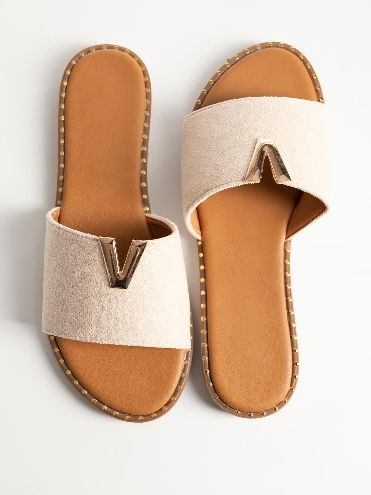 Flat σανδάλια με suede φάσα