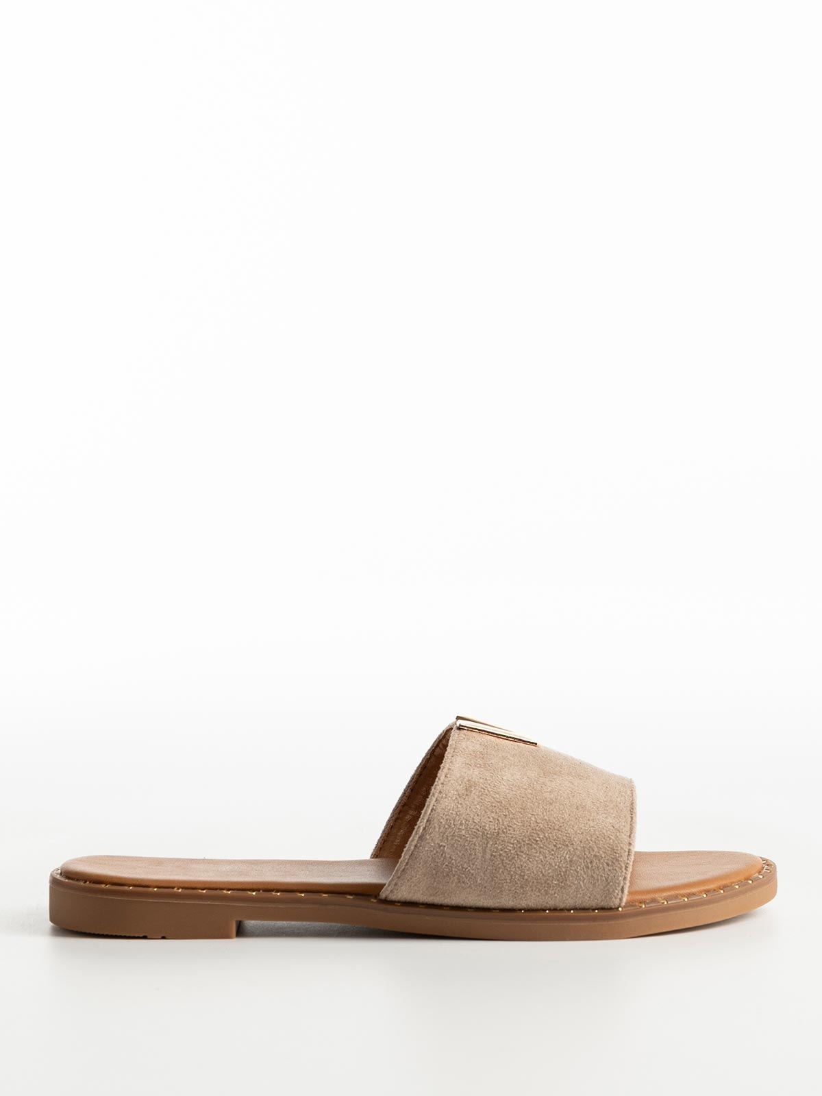Flat σανδάλια με suede φάσα