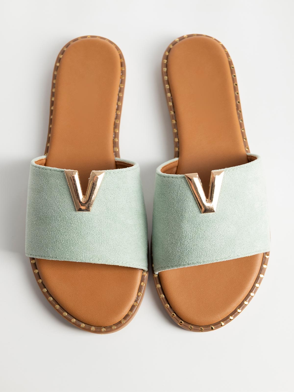 Flat σανδάλια με suede φάσα