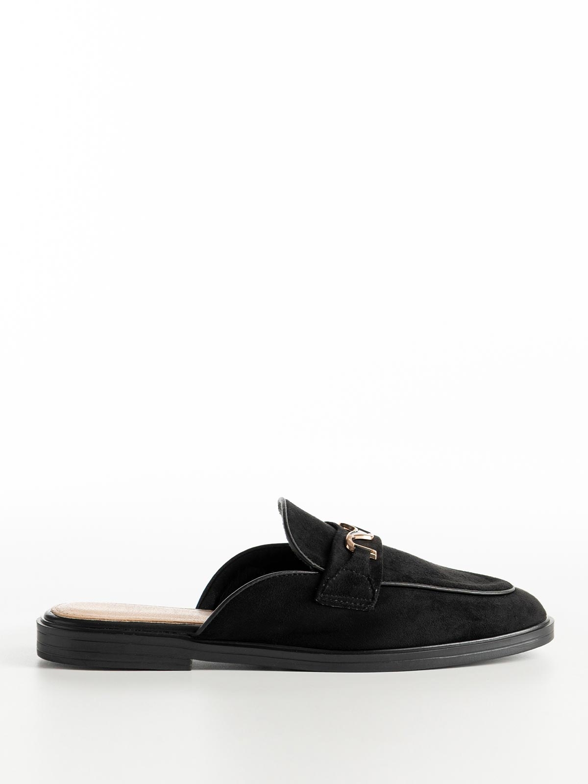 Suede mules με αγκράφα