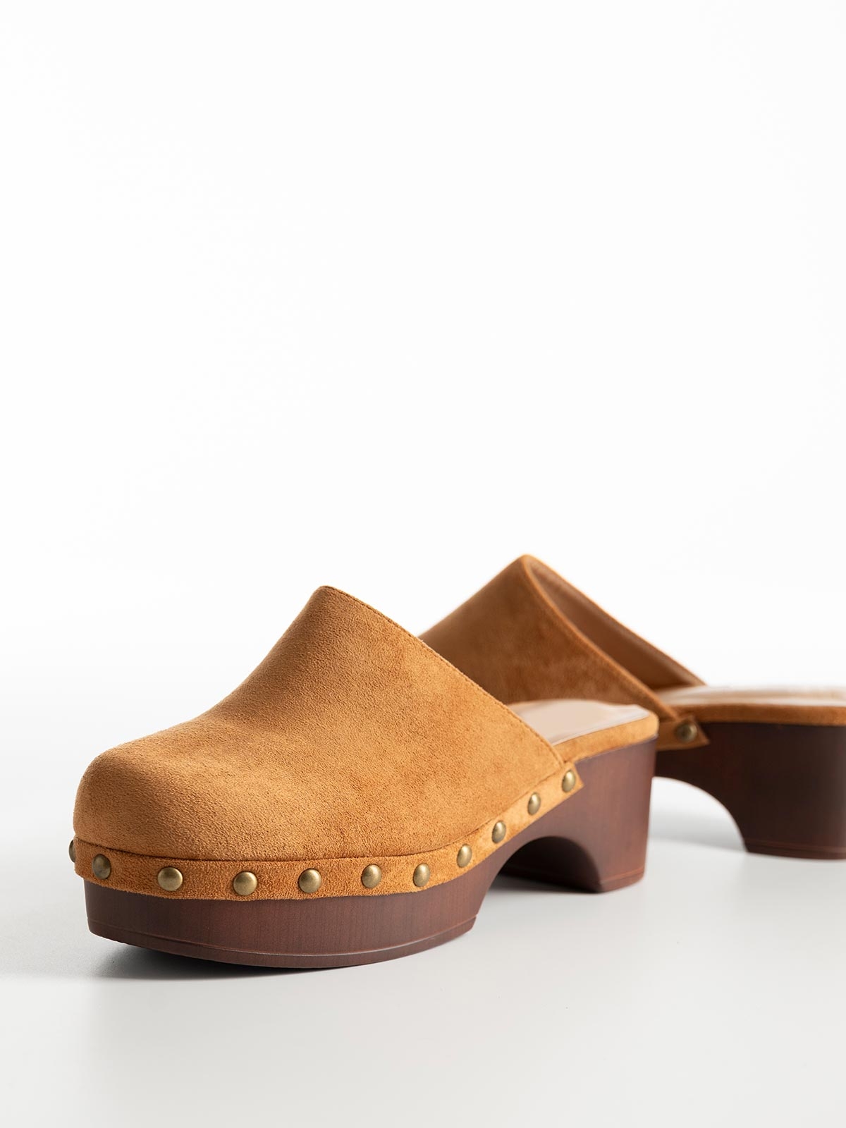 Clogs suede με look-alike ξύλινη σόλα