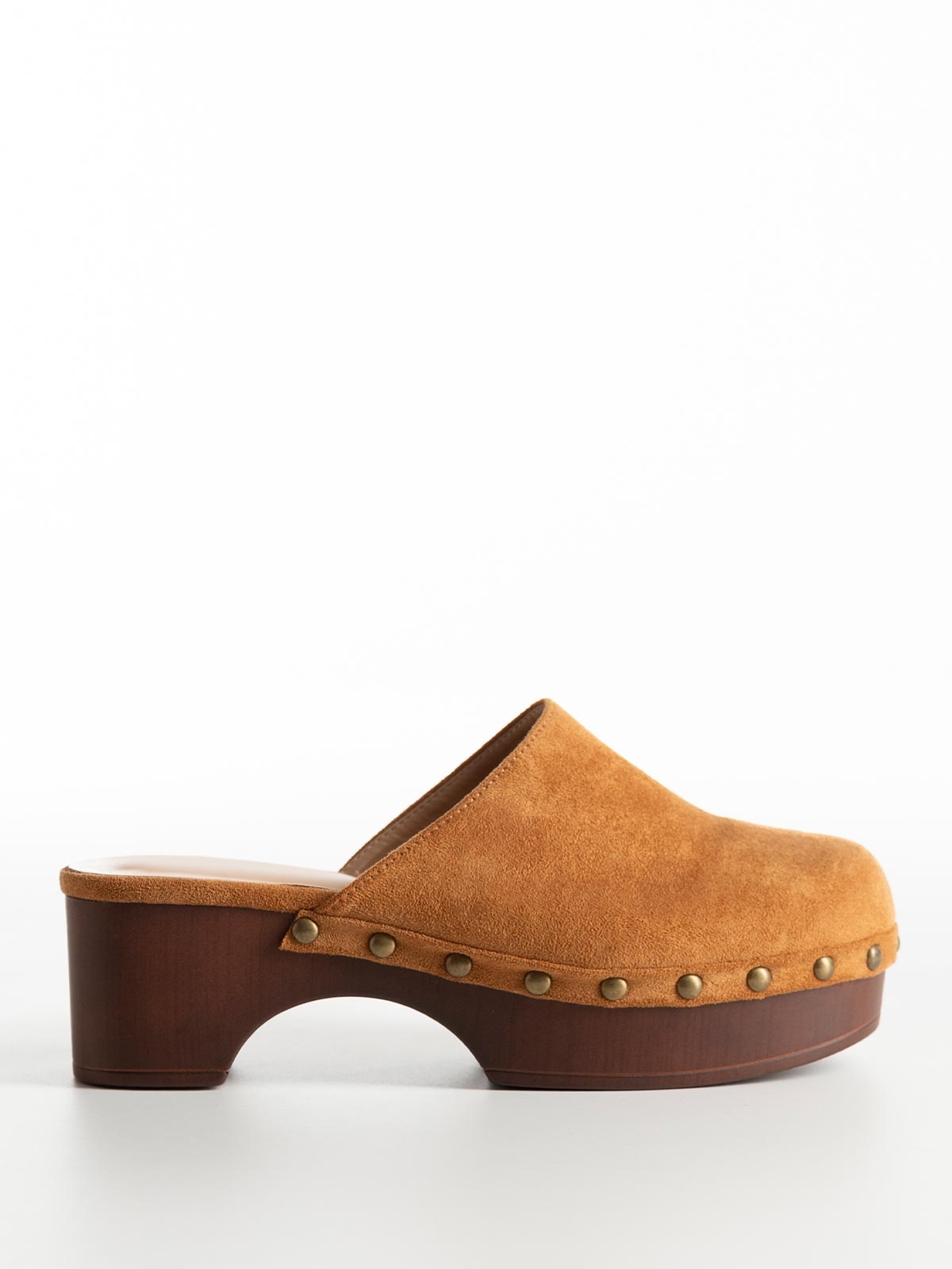 Clogs suede με look-alike ξύλινη σόλα