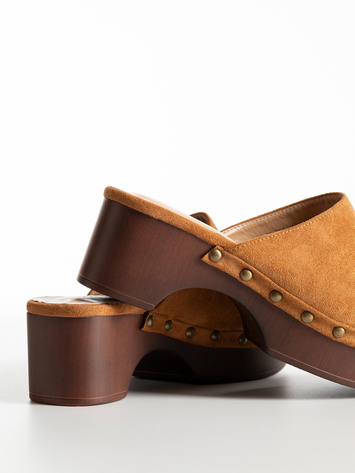 Clogs suede με look-alike ξύλινη σόλα