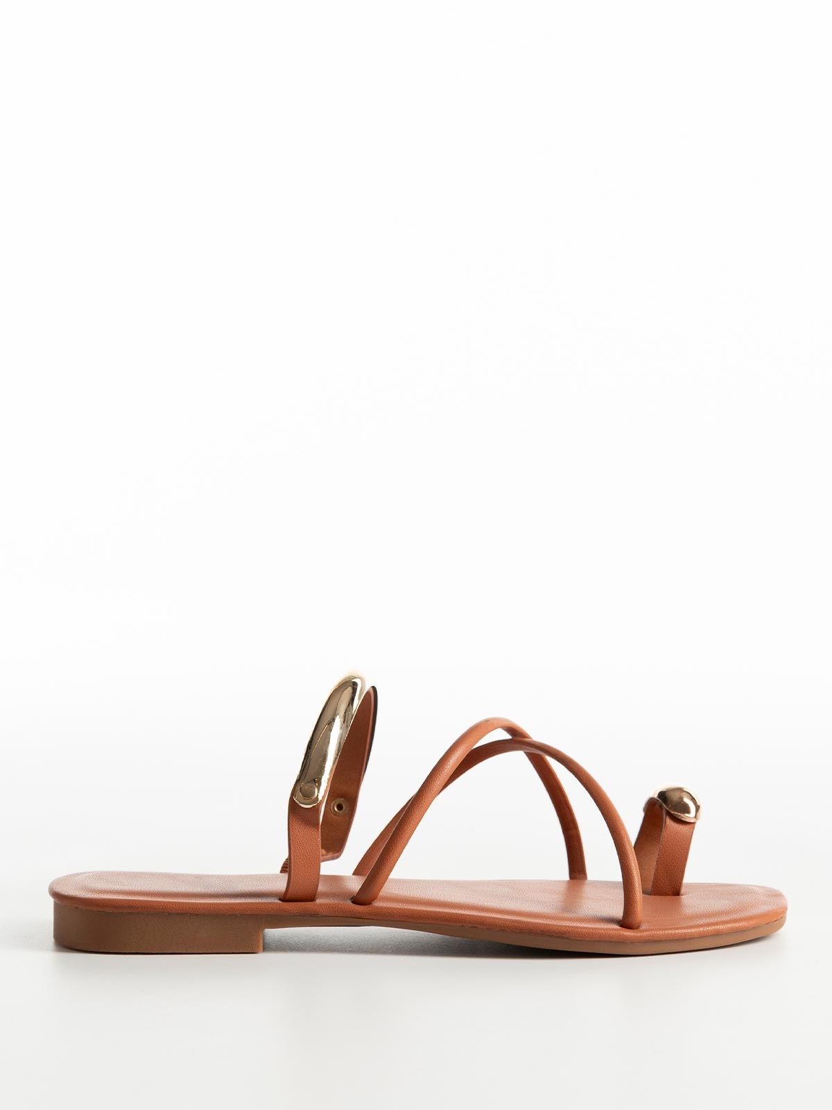 Flat σανδάλια με χιαστί λουράκια & toe ring