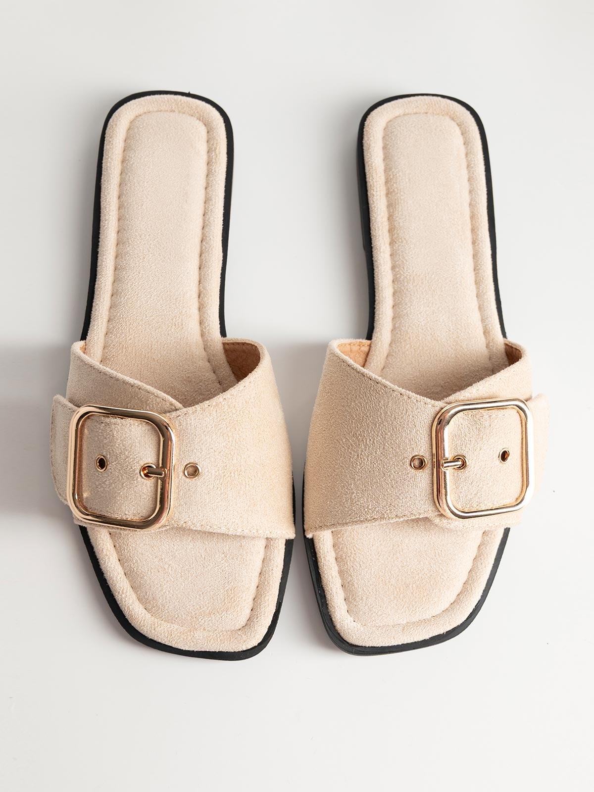 Flat σανδάλια suede με ρυθμιζόμενη φάσα