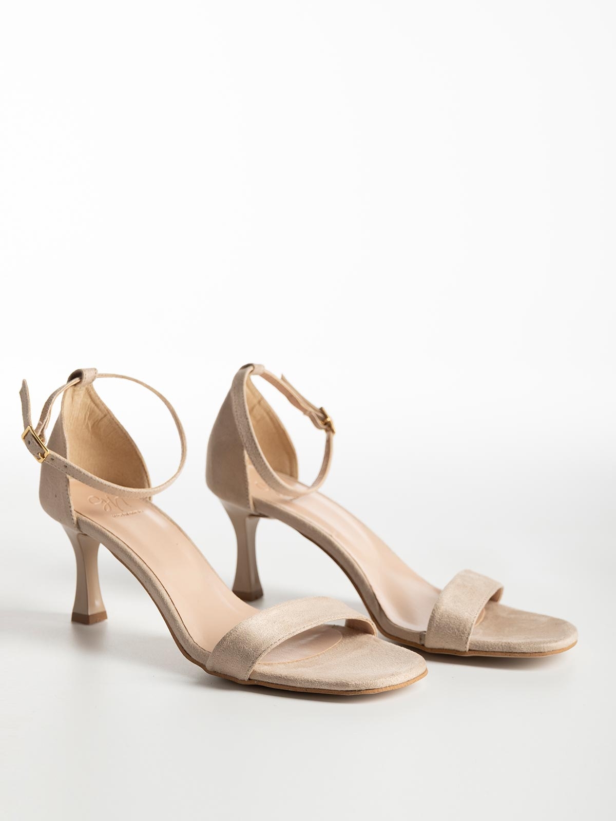 Πέδιλα Gin suede με λεπτό τακούνι & μπαρέτα