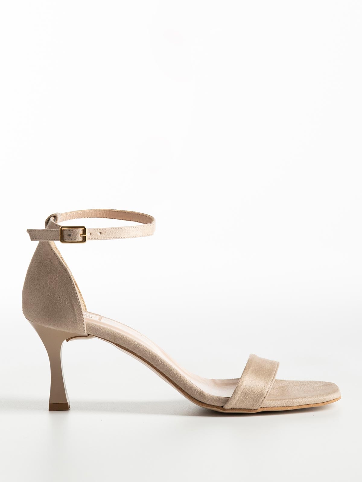 Πέδιλα Gin suede με λεπτό τακούνι & μπαρέτα