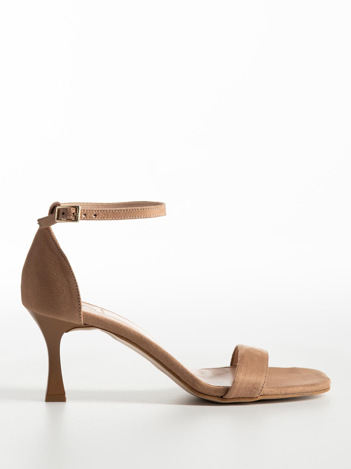 Πέδιλα Gin suede με λεπτό τακούνι & μπαρέτα