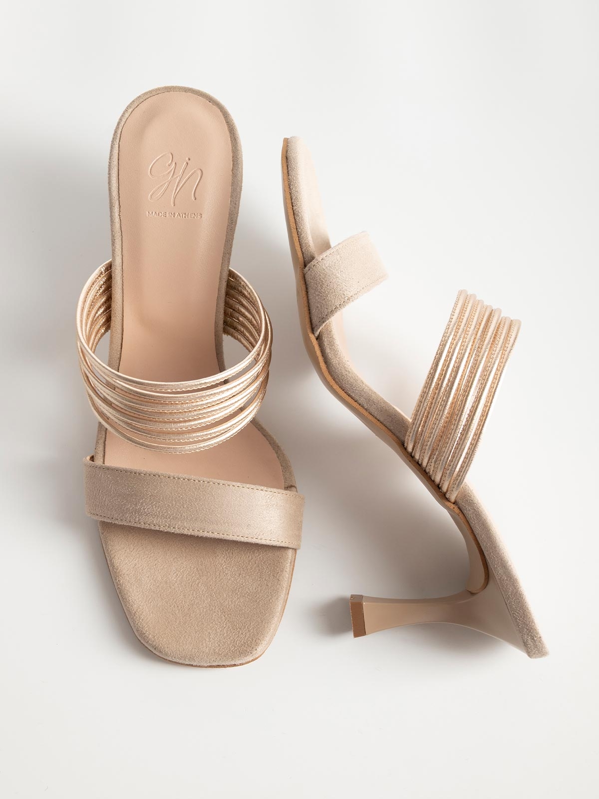 Mules BOZIKIS x Gin suede με λεπτό τακούνι