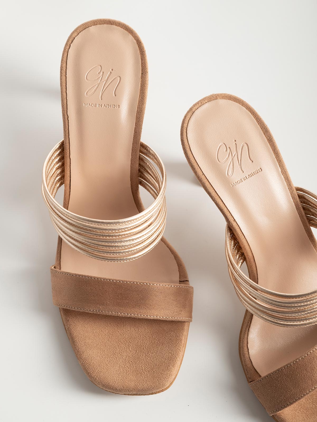 Mules BOZIKIS x Gin suede με λεπτό τακούνι