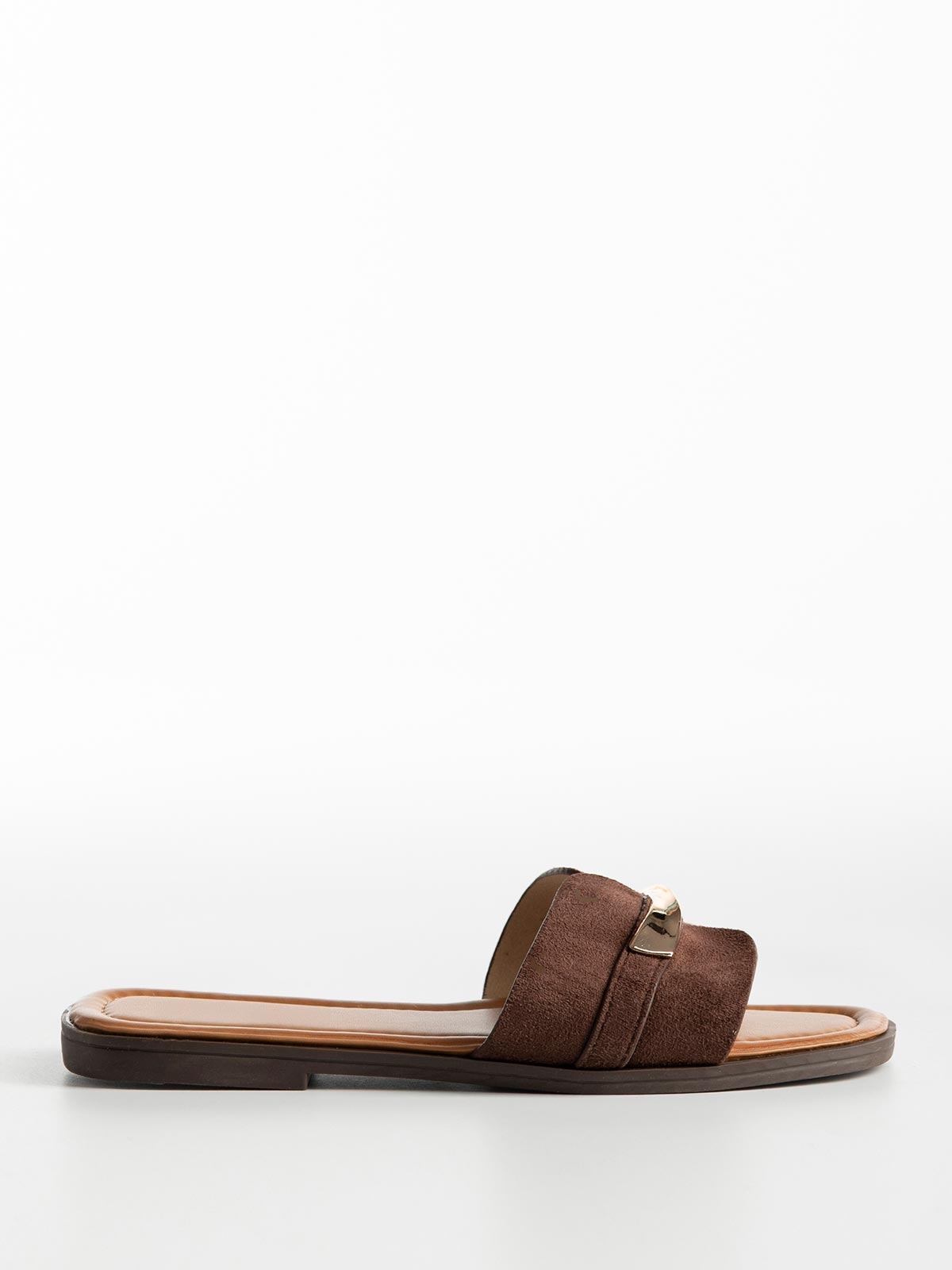 Flat σανδάλια suede με φάσα