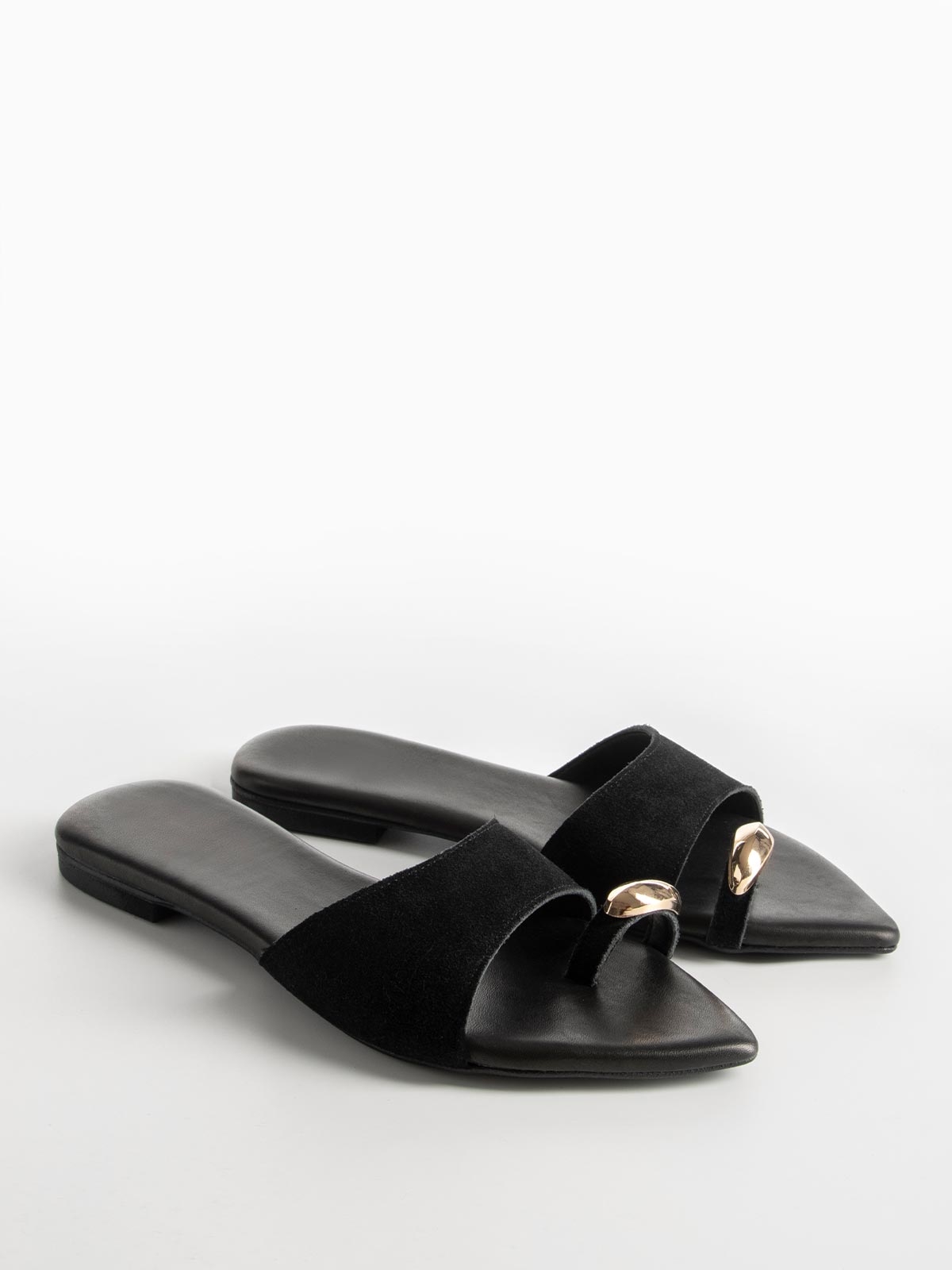 Σανδάλια καστόρινα με φαρδιά φάσα & toe ring