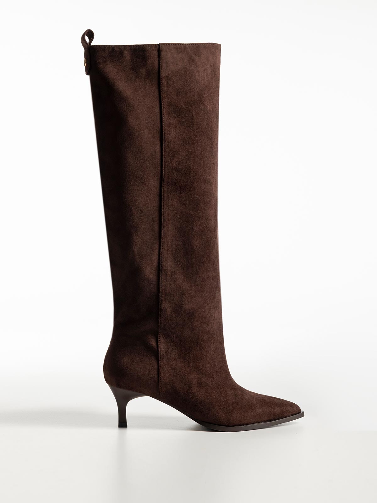 Μπότες suede με μυτερή μύτη & λεπτό τακούνι