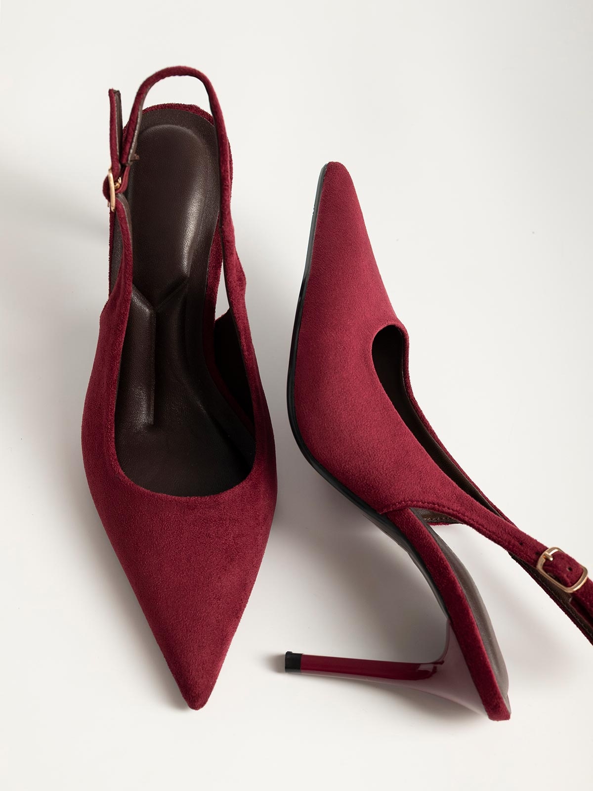 Γόβες openheel suede με λεπτό τακούνι
